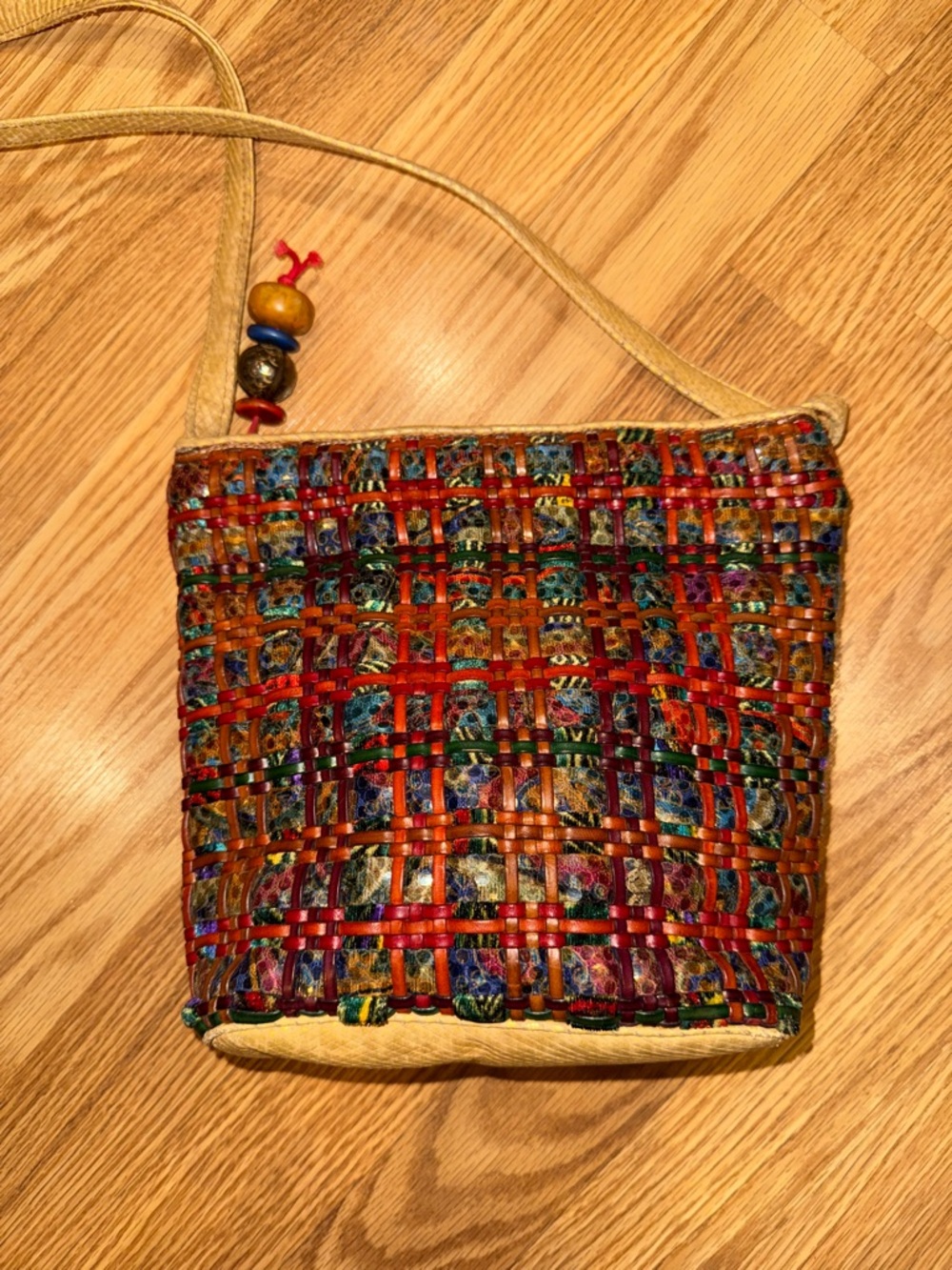 Vintage Sharif Multicolor Woven‎ Shoulder Bag Adjustable Strap